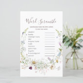 Wildflowers Baby shower Word Scramble Game (Standing Front)