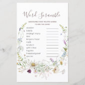 Wildflowers Baby shower Word Scramble Game (Front)