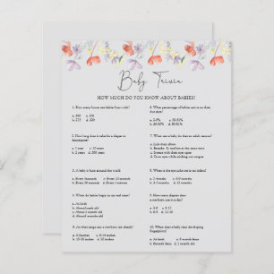 Wildflowers Baby Trivia Baby Shower Game