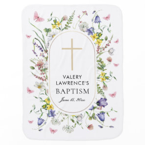 Wildflowers Baptism Boho Chic Baby Blanket
