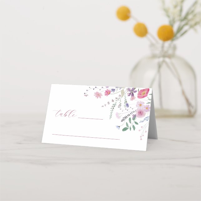 Wildflowers Baptism Folded Place Card (Front)