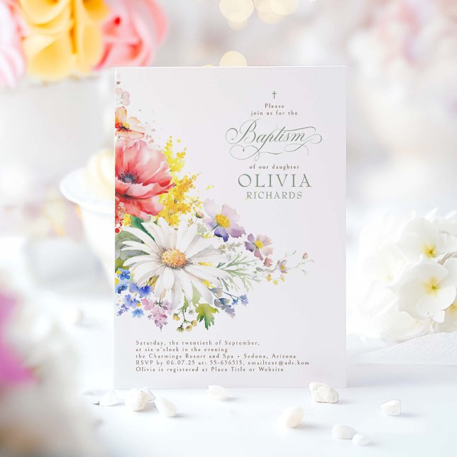 Wildflowers Baptism Invitation (Wildflowers Baptism Invitations)