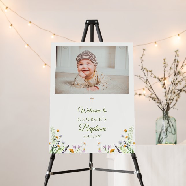 Wildflowers Baptism Photo welcome sign (In Situ (Stand))