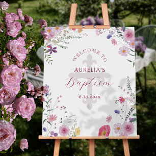 Wildflowers Baptism Welcome Sign