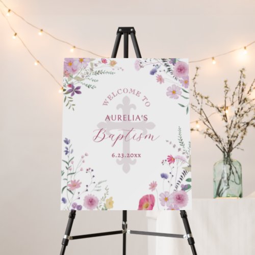 Wildflowers Baptism Welcome Sign