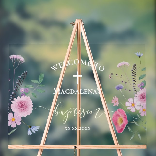 wildflowers Baptism welcome sign (Neutral)