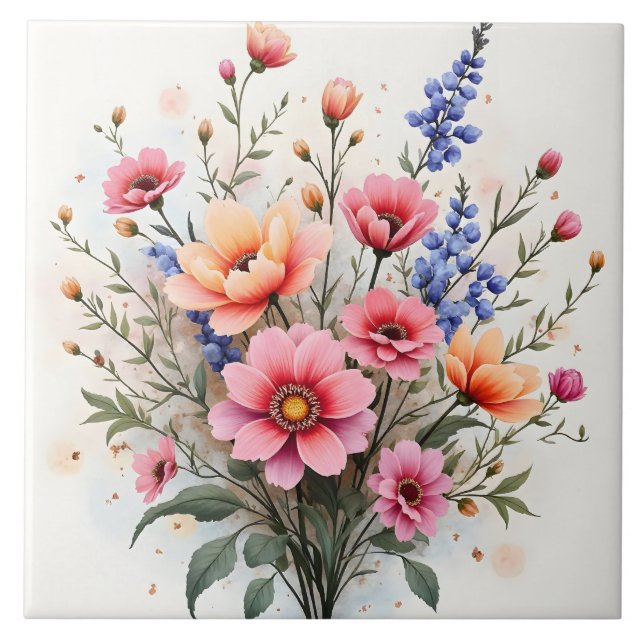 Wildflowers Beautiful Modern Luxury Collection Ceramic Tile (Front)