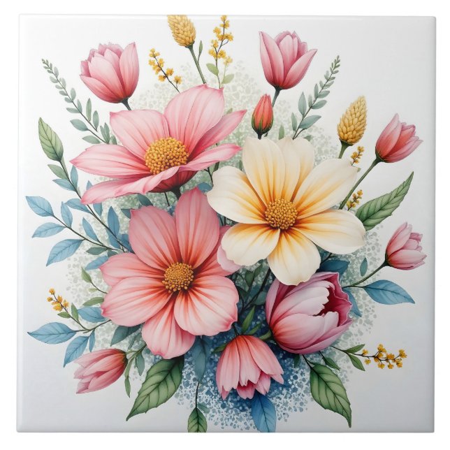 Wildflowers Beautiful Trendy Luxury Collection Ceramic Tile (Front)
