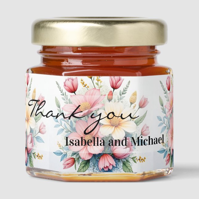 Wildflowers Beautiful Trendy Luxury Collection Honey Jar Favors (Front)