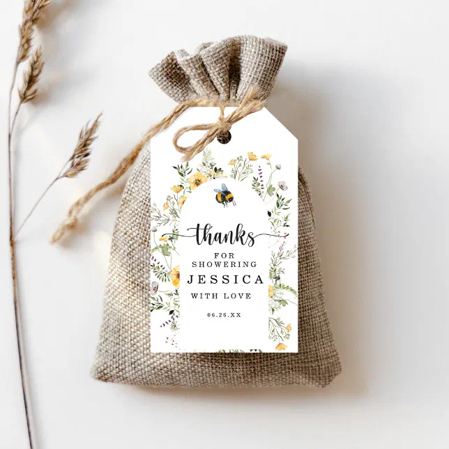 Wildflowers Bee Rustic Bridal Shower Favor Gift Tags | Zazzle