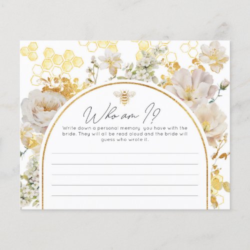 Wildflowers bee Who am I bridal shower game