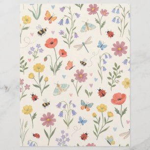 Wildflowers Bees Butterflies Scrapbook Paper