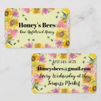 Wildflowers Bees Country Style Honey Vendor Business Card
