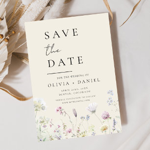 Wildflowers Beige Boho Save the Date Minimalist