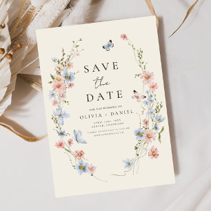 Wildflowers Beige Boho Save the Date Minimalist
