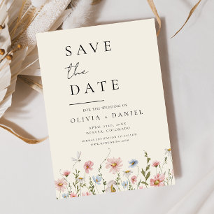 Wildflowers Beige Boho Save the Date Minimalist