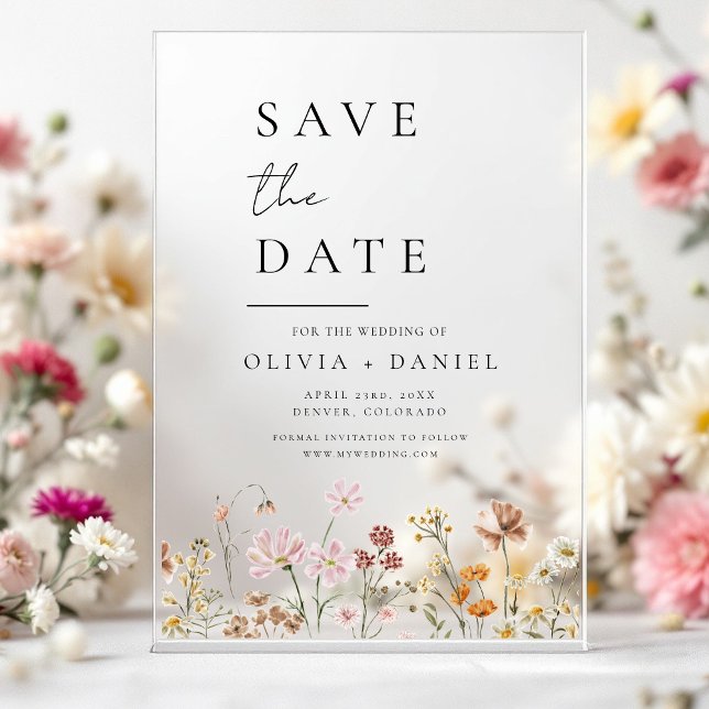 Wildflowers Beige Boho Save the Date Minimalist (Creator Uploaded)