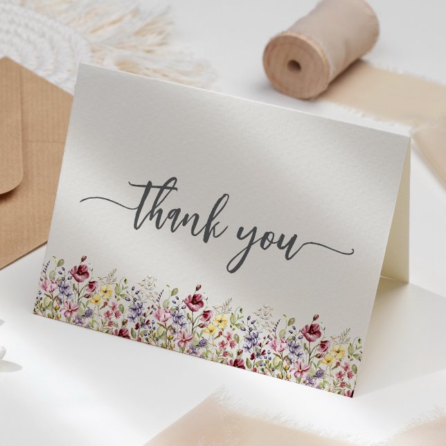 Wildflowers Beige Floral Baby Shower Thank You Card (Creator Uploaded)