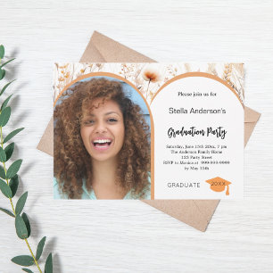 Wildflowers beige photo arch graduation 2026 invitation