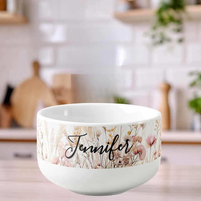 Wildflowers beige pink name soup mug (Creator Uploaded)