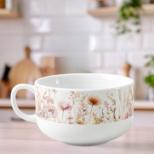 Wildflowers beige pink soup mug