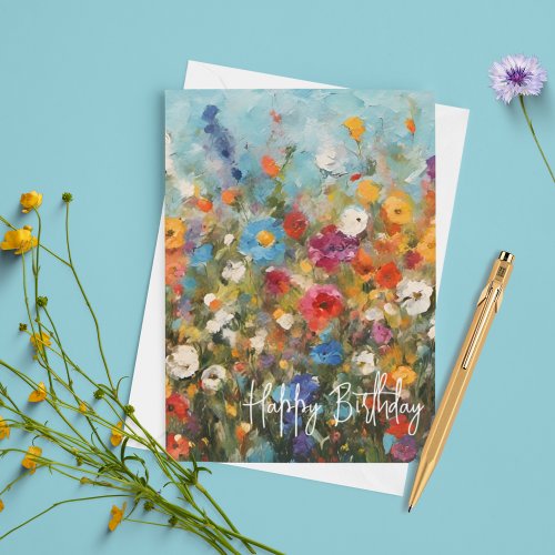 Wildflowers Birthday or Any Occasion Custom Text Card