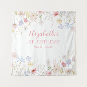 WILDFLOWERS Birthday party Backdrop banner
