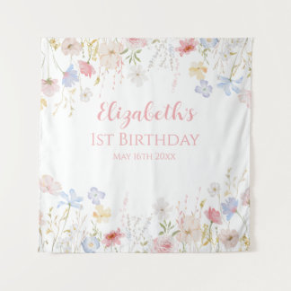 WILDFLOWERS Birthday party Backdrop banner