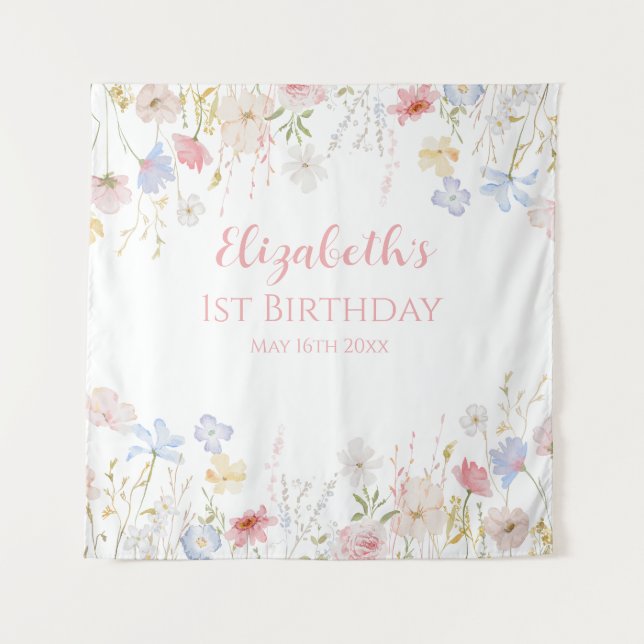 WILDFLOWERS Birthday party Backdrop banner (Front)
