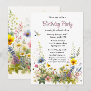 Wildflowers Birthday Party Invitation