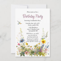 Wildflowers Birthday Party Invitation