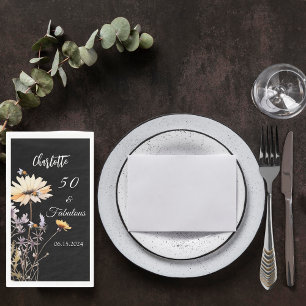 Wildflowers black 50 fabulous birthday paper guest towels
