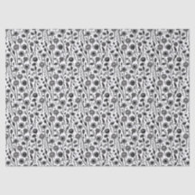 Wildflowers Black and White Minimalist Pattern