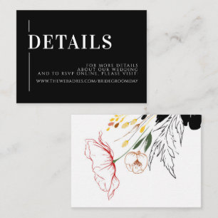 Wildflowers Black Wedding Details Enclosure Card