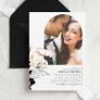 Wildflowers Black Wedding Elegant Boho Photo Invitation