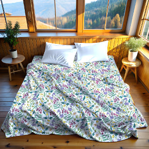 Wildflowers Blue Fleece Blanket, Large