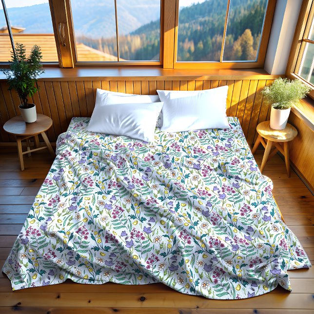 Wildflowers Blue Fleece Blanket, Large (Wildflowers Blue Fleece Blanket, Large)