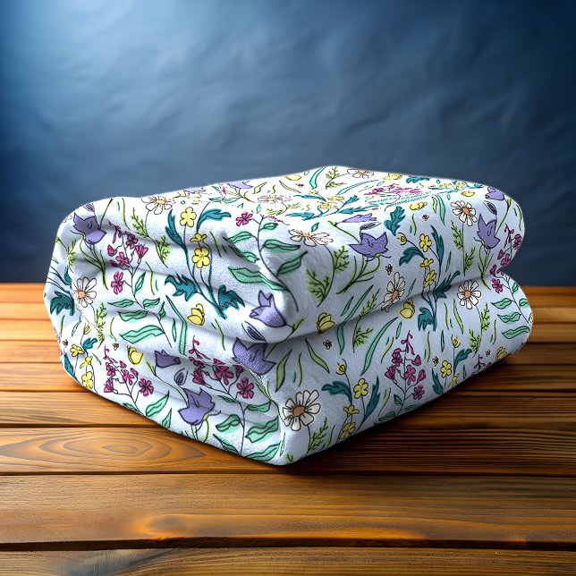 Wildflowers Blue Fleece Blanket, Medium (Wildflowers Blue Fleece Blanket)
