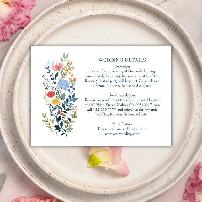 Wildflowers Bohemian Elegant Wedding Details Enclosure Card (Creator Uploaded)