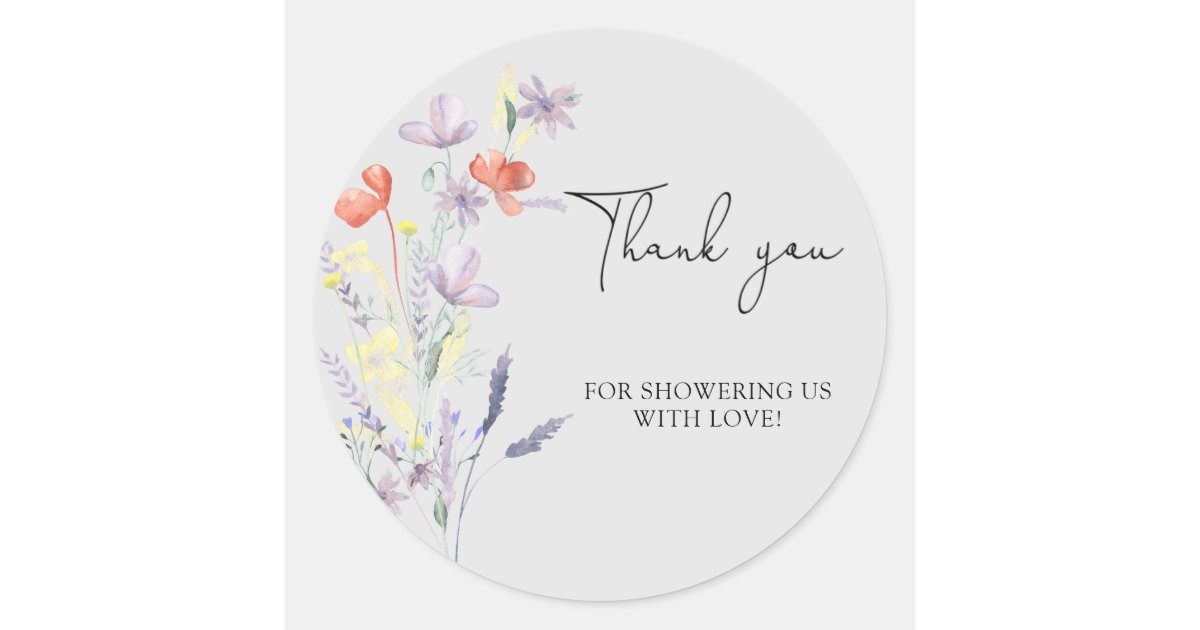 Wildflowers bohemian style thank you classic round sticker | Zazzle