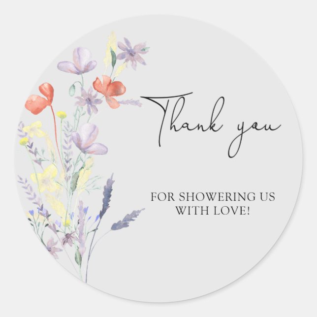 Wildflowers bohemian style thank you classic round sticker (Front)