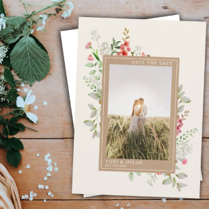 Wildflowers Boho Botanical Wedding Photo Save The Date