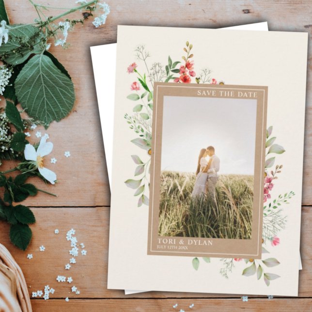 Wildflowers Boho Botanical Wedding Photo Save The  Date (Creator Uploaded)