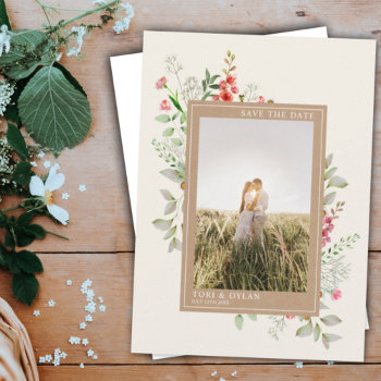 Wildflowers Boho Botanical Wedding Photo Save The  Save The Date by JillsPaperie at Zazzle