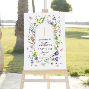 Wildflowers Boho Chic Baptism Welcome Sign