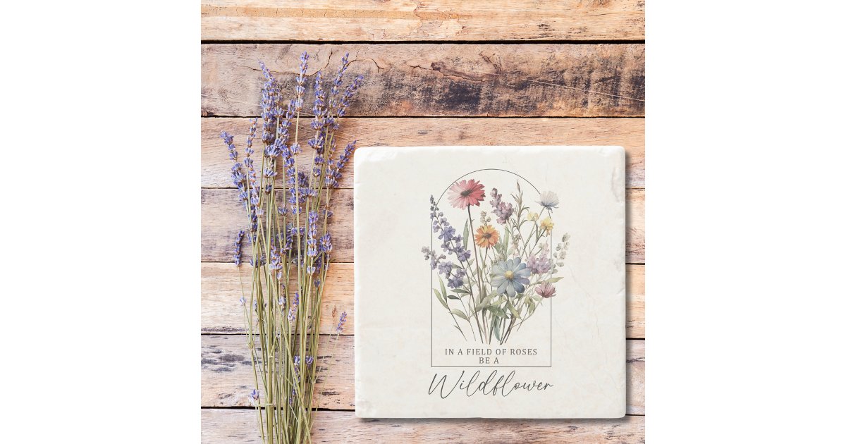 Wildflowers Boho Colorful Inspirational Quote Stone Coaster | Zazzle