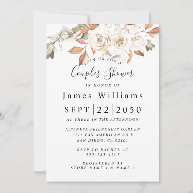Wildflowers, Boho Floral Bridal Shower Invitation (Front)