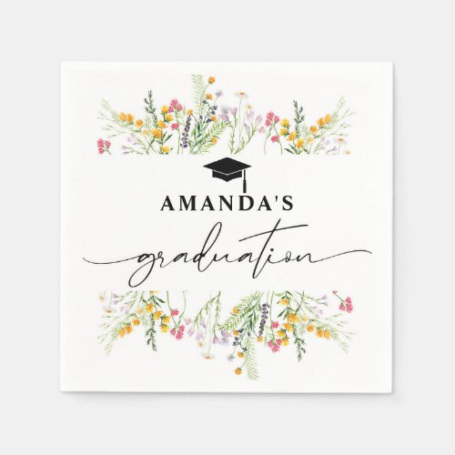 Wildflowers Boho Graduation Party paper napkins