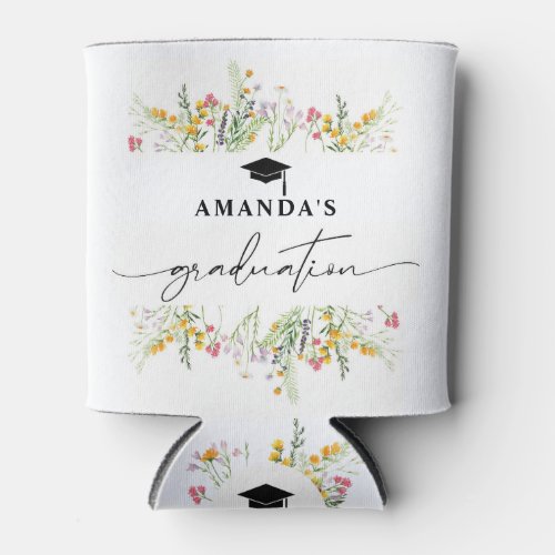 Wildflowers Boho Graduation Party paper napkins Can Cooler