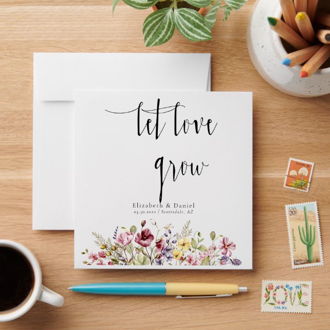 Wildflowers Boho Let Love Grow Gift Seed Packet Envelope (Desk)